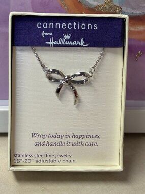 Hallmark Bow Silver Necklace NIB